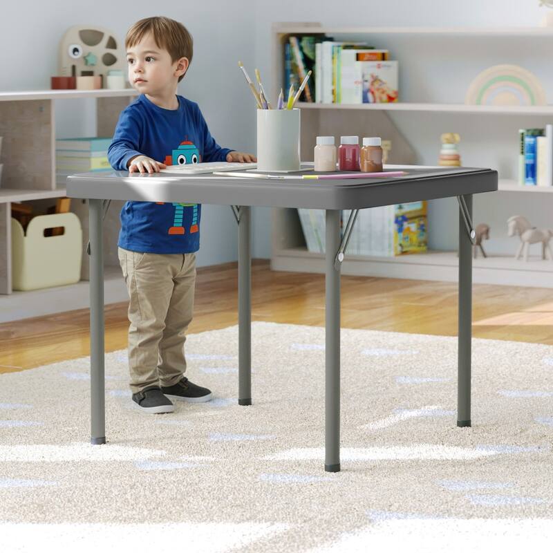 Indoor/Outdoor Kids Bi-Fold Plastic Folding Table - 24x24 - 23.5"W x 23.5"D x 19"H
