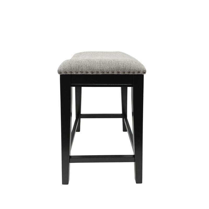 Saddle Counter Stools - 25" - Antique Black and Gray - Set of 2