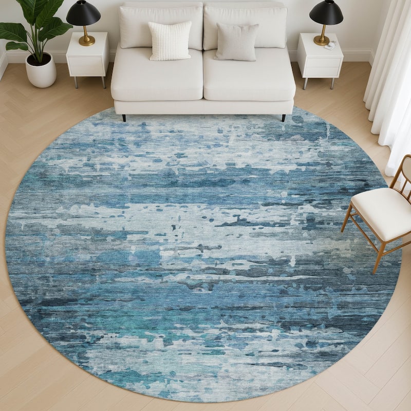Premium Washable Super Soft Abstract Ombre Mayfield Rug - Blue - 8' x 8'