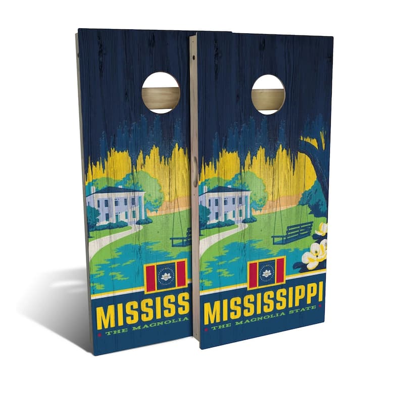 Mississippi State Pride Outdoor Cornhole Board Set - Backyard 2x4 - Include Edge Lights