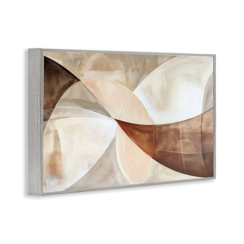 Stupell Curved Neutral Tones Abstraction Framed Giclee Art Design By LSR Creative Studio