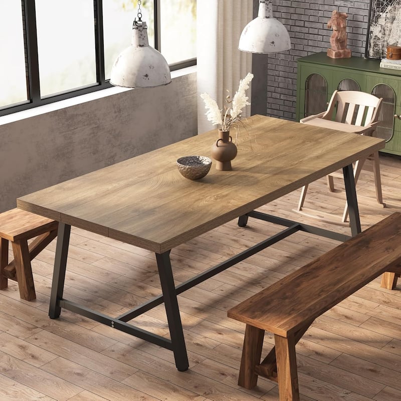 Dining Table for 8 People, 70.87-inch Rectangular Wood Kitchen Table