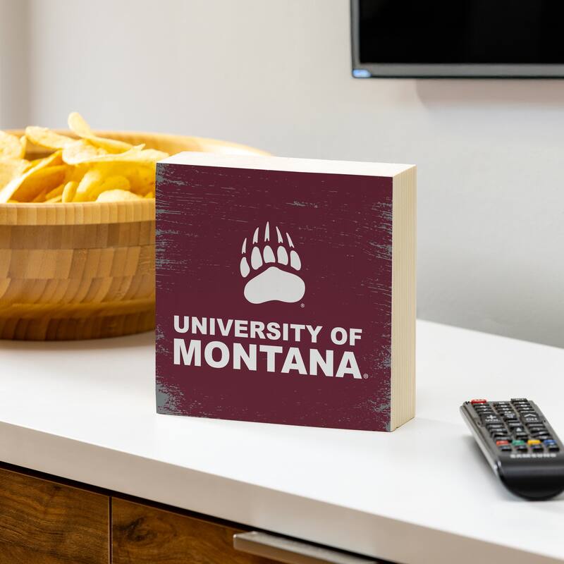 University of Montana Wooden Tabletop Mantel Shelf Sign - 6" x 6"