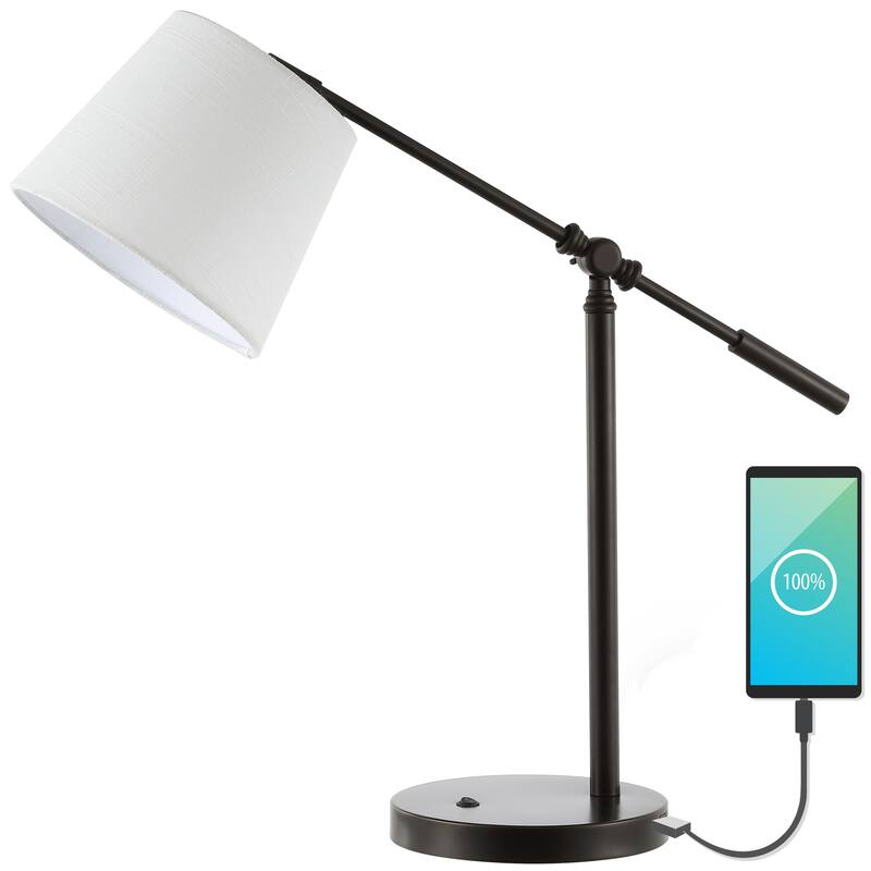 Ada 24" Classic Contemporary Iron LED Task Lamp with USB Charging Port, Oil Rubbed Bronze by JONATHAN Y