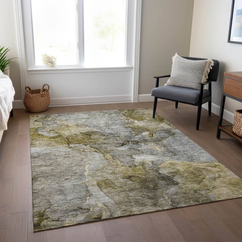 Machine Washable Indoor/ Outdoor Chantille Abstract Modern Rug