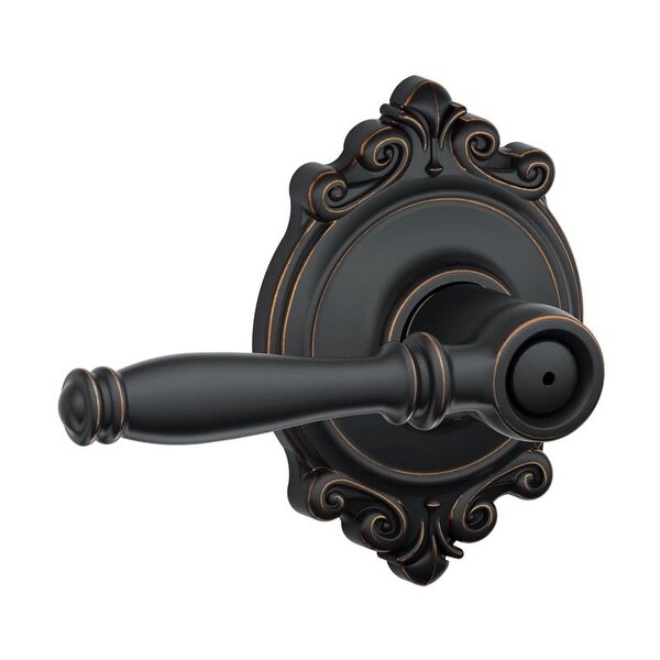 Schlage F40-BIR-BRK Birmingham Privacy Door Lever Set with Decorative Brookshire Trim