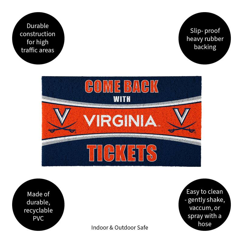 University of Virginia 28 in. x 16 in. PVC "Come Back With Tickets" Trapper Door Mat