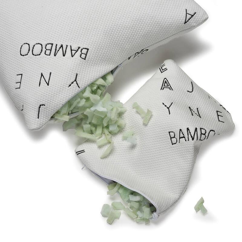 Bamboo Shredded Memory Foam Pillow, Adjustable Density, with Extra Fill and Carry Pouch - White