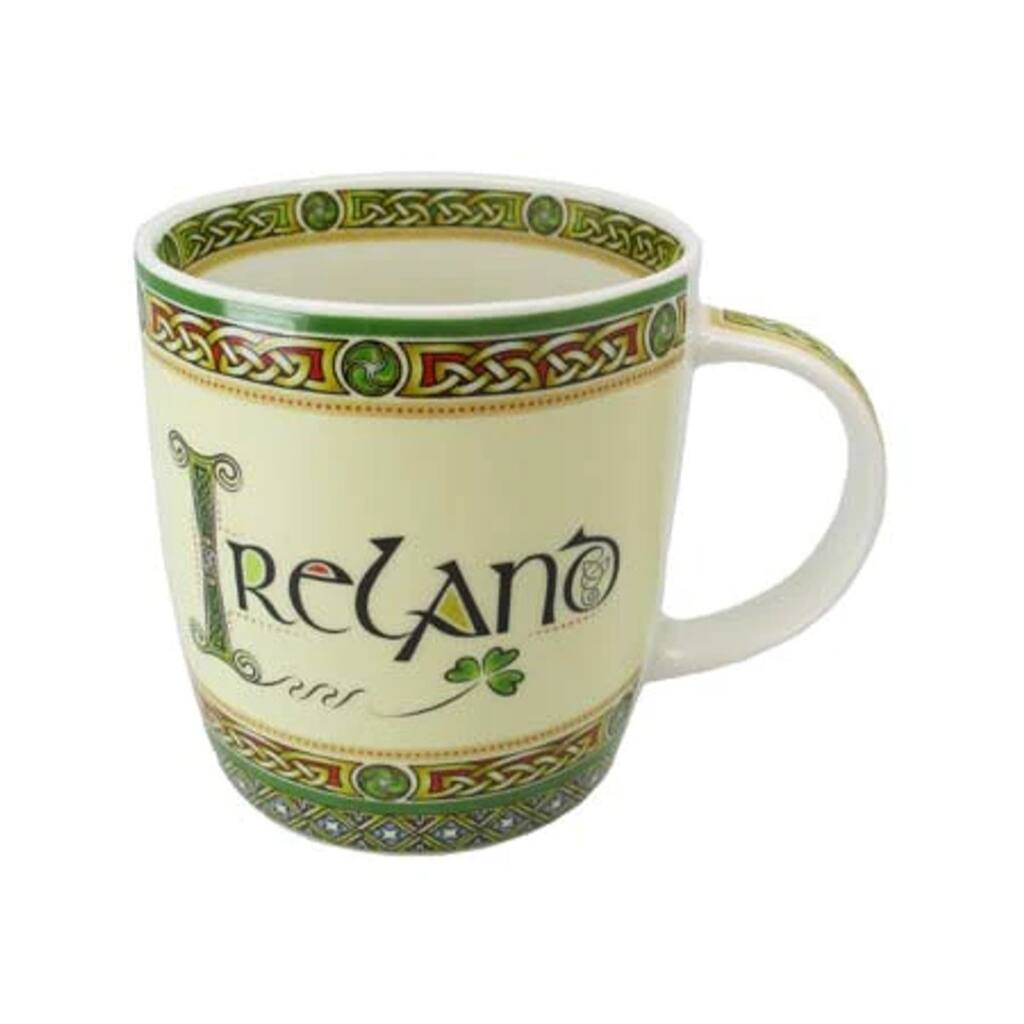 12.5 oz Bone China Irish Ireland Mug with Celtic Knot Design Microwave and Dishwasher Safe