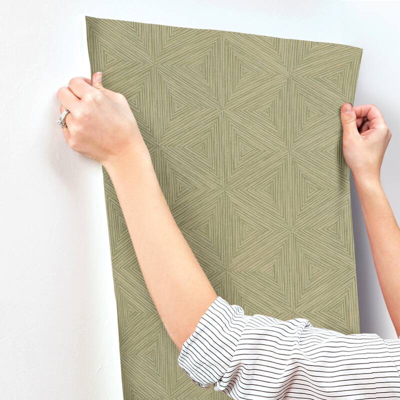 A-Street Prints Anara Green Geo Faux Grasscloth Wallpaper