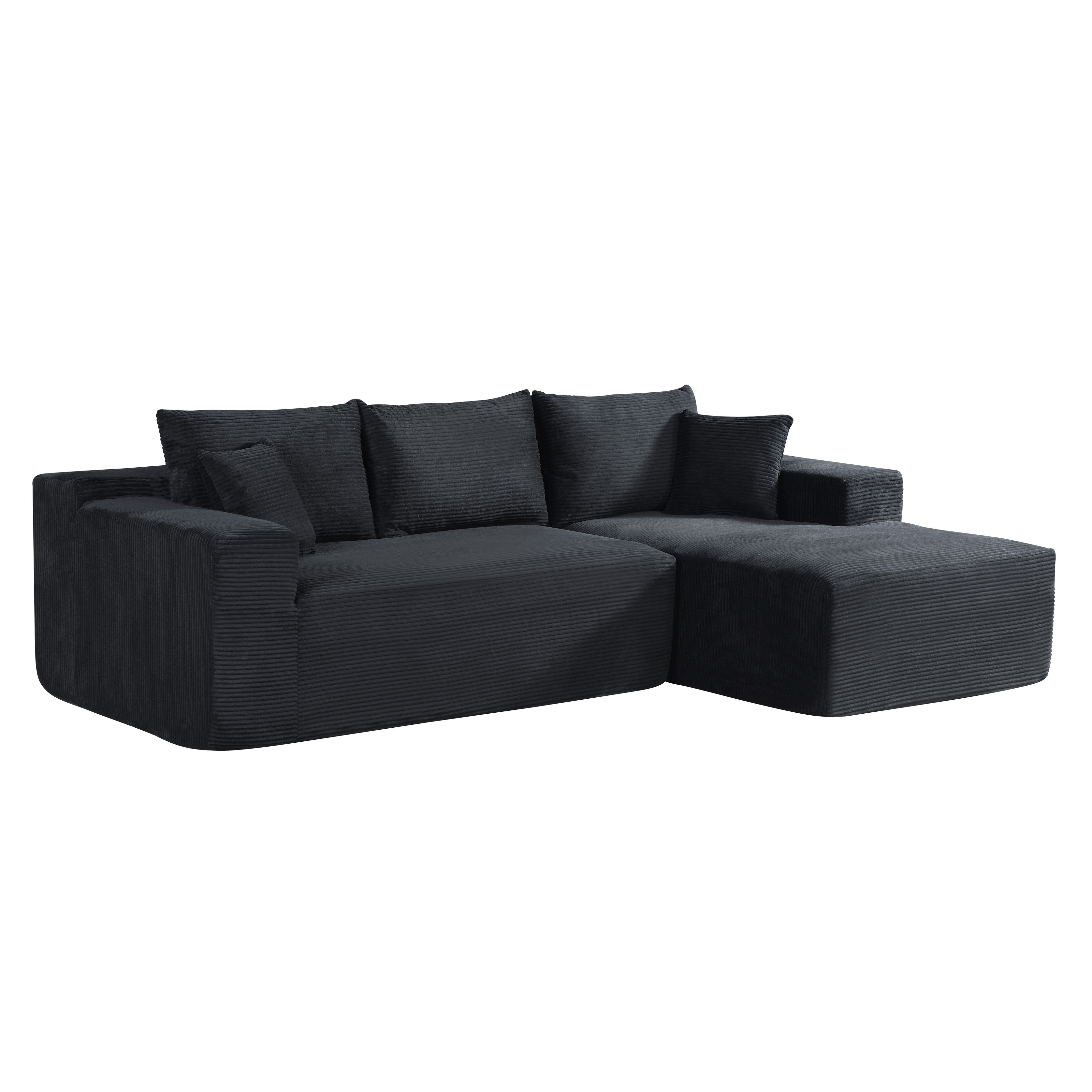 2-Piece Convertible L-Shaped Sofa In Box With Pillows 3-Seater Modular Sectional Couch Compressed Furniture