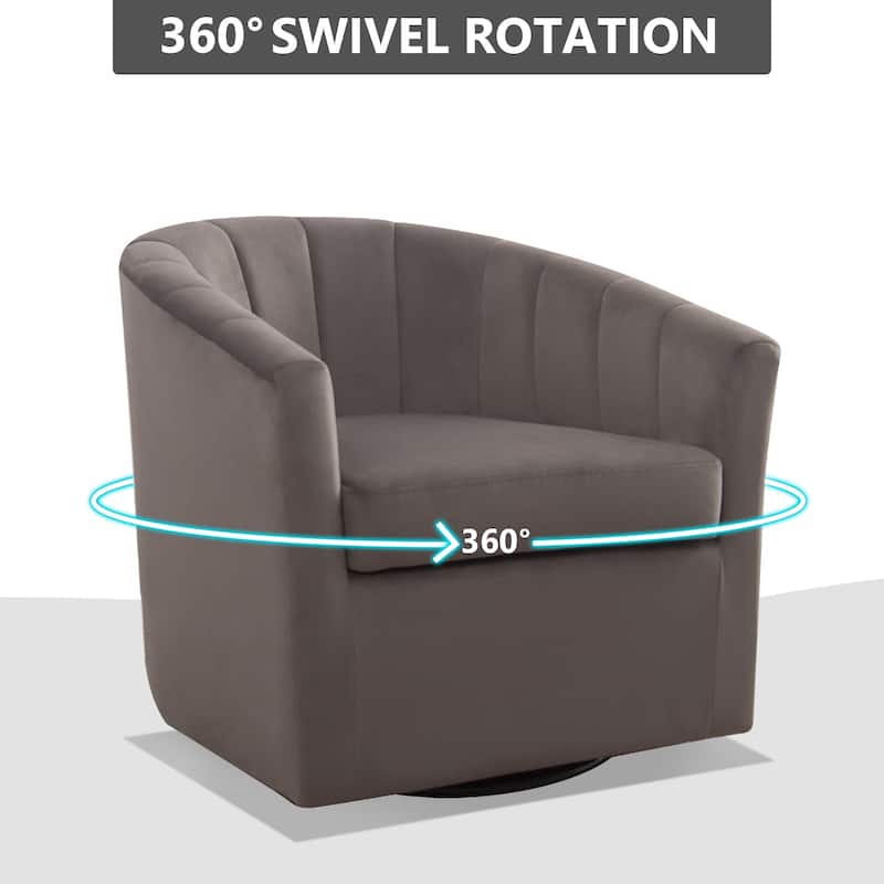 29.5" Wide Adult Contemporary Comfort Plush Solid Color Swivel Bucket Chair with Channel Design - 29.5''*28.5''*27.8''