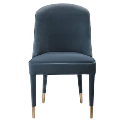 Set of 2 Blue and Gold Contemporary Armless Chairs 36"