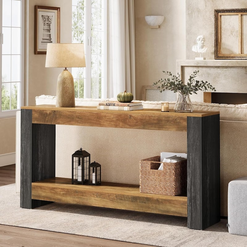 63'' Long Console Table for Entryway, Wood Sofa Table Behind Couch