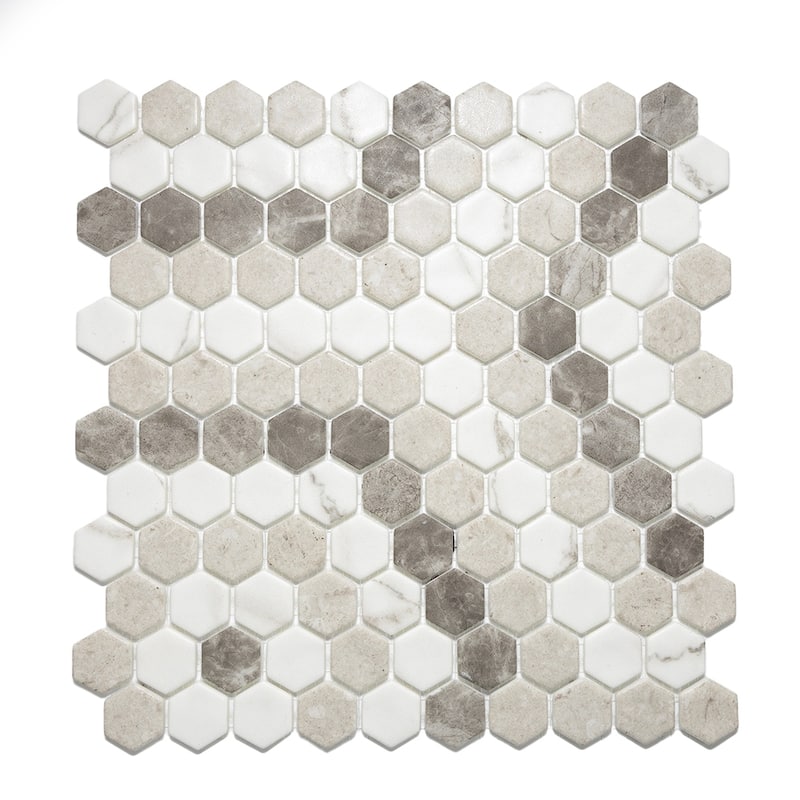 Eterna Hex 1x1 Blend Pattern Roman Matte Glass Mosaic Tile - Floor, Wall, Backsplash