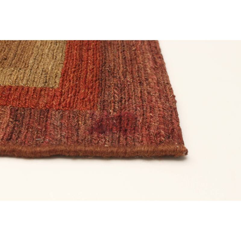 ECARPETGALLERY Flat-Weave Natural Burgundy Wool Tapestry Kilim - 2'7 x 7'10