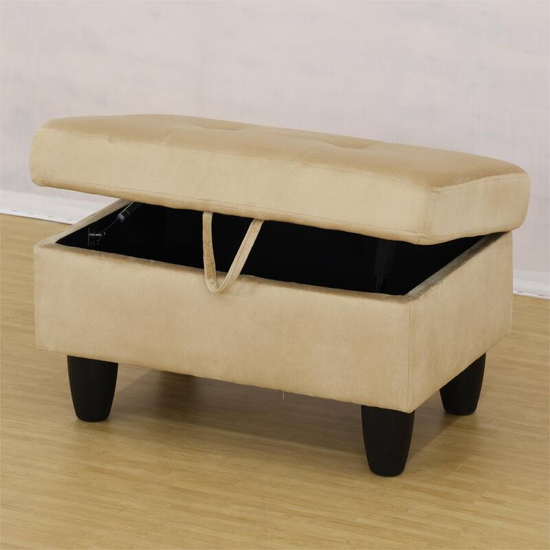 KISRAIS 28.5" Wide Upholstered Storage Ottoman