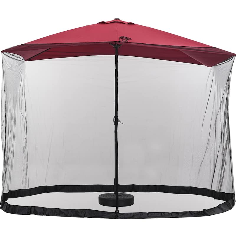 Autlaycil 7.5 ft Outdoor Patio Umbrella with 18 LED Lights Solar & Tassel. - Black