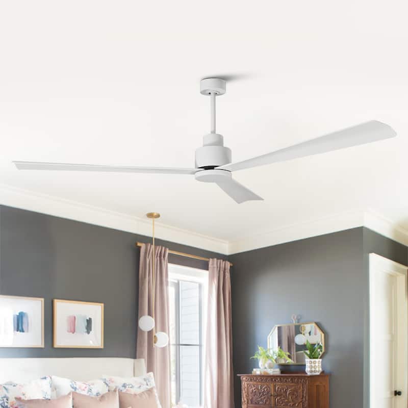 52-inch Modern Indoor Outdoor 6-Speed Reversible Ceiling Fan with Remote - Matte White