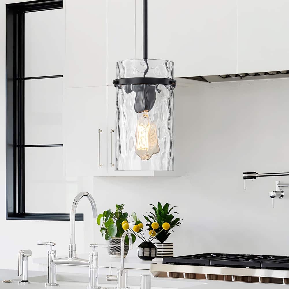 Starsky Modern Clear Hammered Glass Kitchen Island Pendant Light