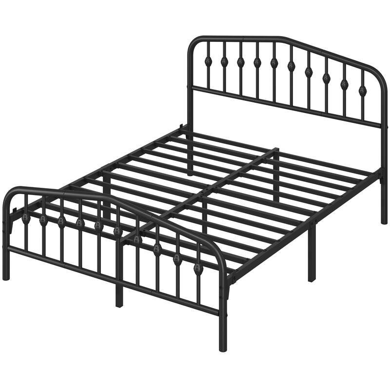 Yaheetech Bed Frame with Arched Headboard Modern Metal Bed Frame with Heavy Duty Slat Support