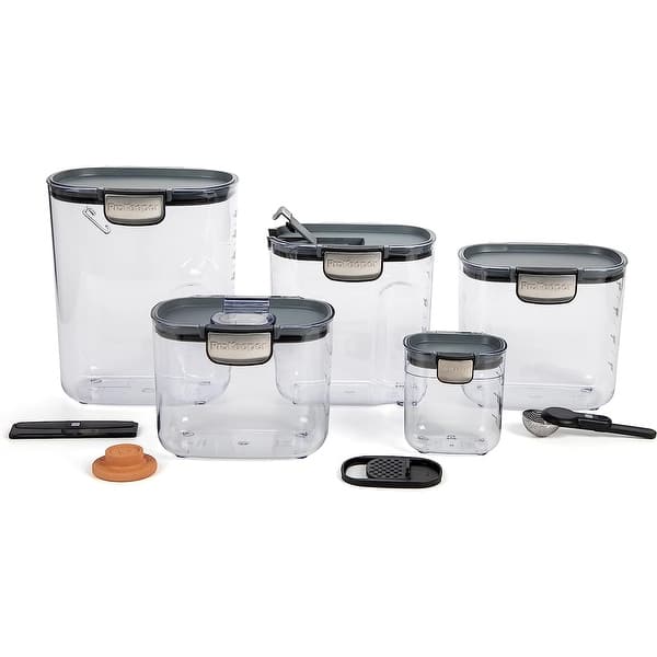 ProKeeper+ 9 Piece Clear Plastic Airtight Food Flour and Sugar Baker's Kitchen Storage Organization Container