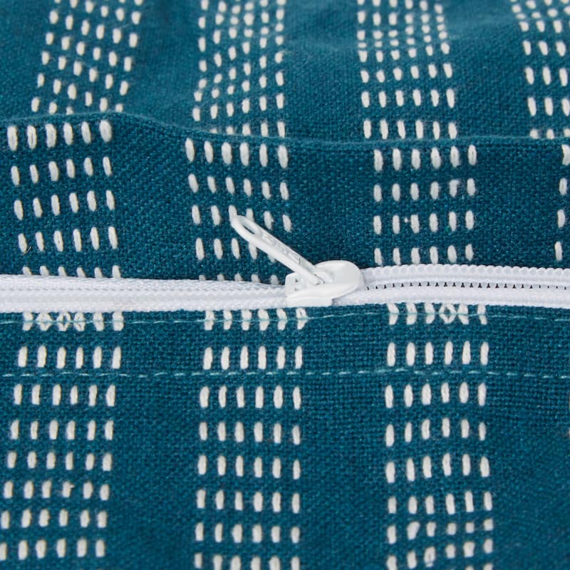Off-White Dobby Stripes Recycled Cotton Pillow Cover 18x18 (Set of 2)