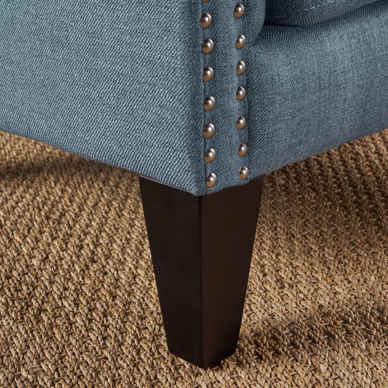 Modern 30" High Back Upholstered Button Tufted Accent Chair with Nailheads for Living Room