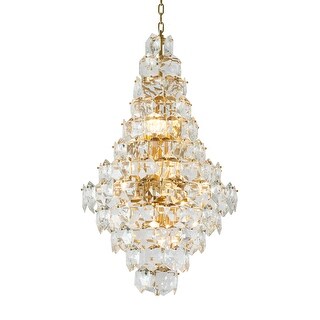 15-Light Clear Crystal Chandelier with Brass Hardware - Bed Bath ...