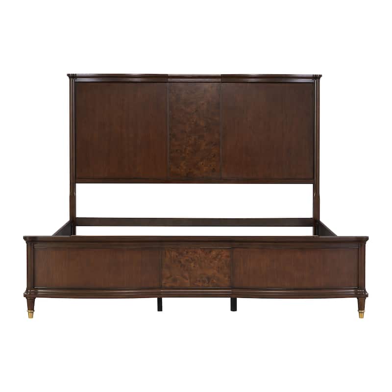 Furniture of America Prylen Modern Dark Cherry Solid Wood Panel Bed with LED Reading Lights
