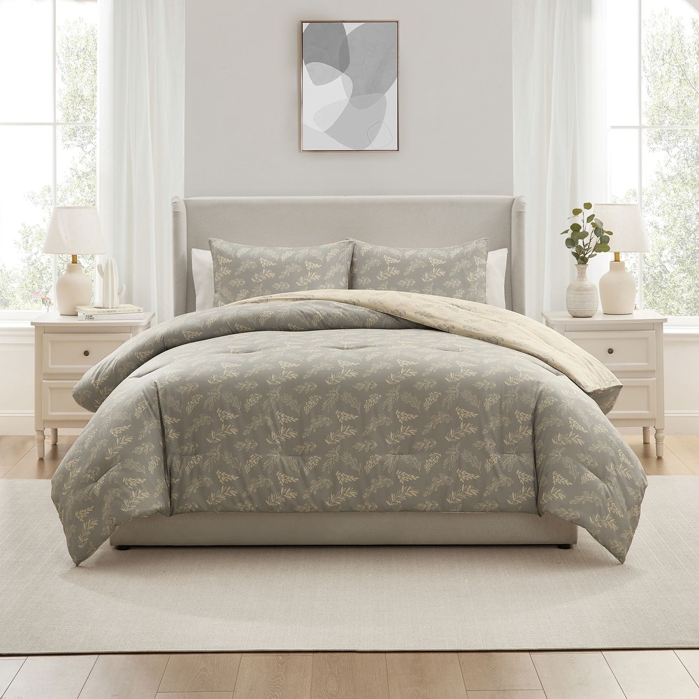 Empyrean 3PC Reversible Botanical Printed Comforter Bedding Set