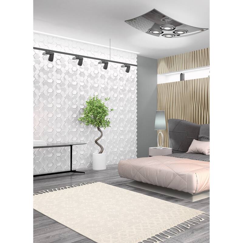 ECARPETGALLERY Braid weave Sienna Cream Wool Rug - 5'1 x 7'10