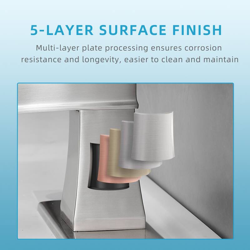 Deck Plate Waterfall Sink Faucet with Pop Up Drain and Supply Lines