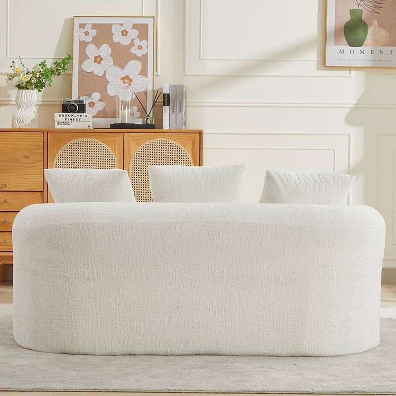 63.2" Modern Small Loveseat Sofa, Chenille Boneless Couch, Deep Seat Sofa with 3 Pillows