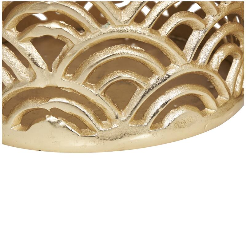 Aluminum Metal Geometric Art Deco Inspired Decorative Vase with Arch Designs - Set of 2 Gold or Silver - Roche River Decor