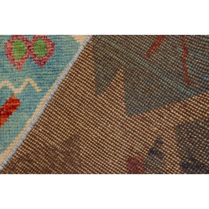 Boho Chic Balochi Galindo Beige/Blue Hand Knotted Wool Rug - 3'6'' x 5'1''