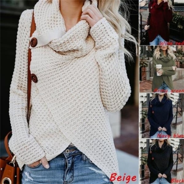 Cowl Neck Knit Sweater In 5 Colors