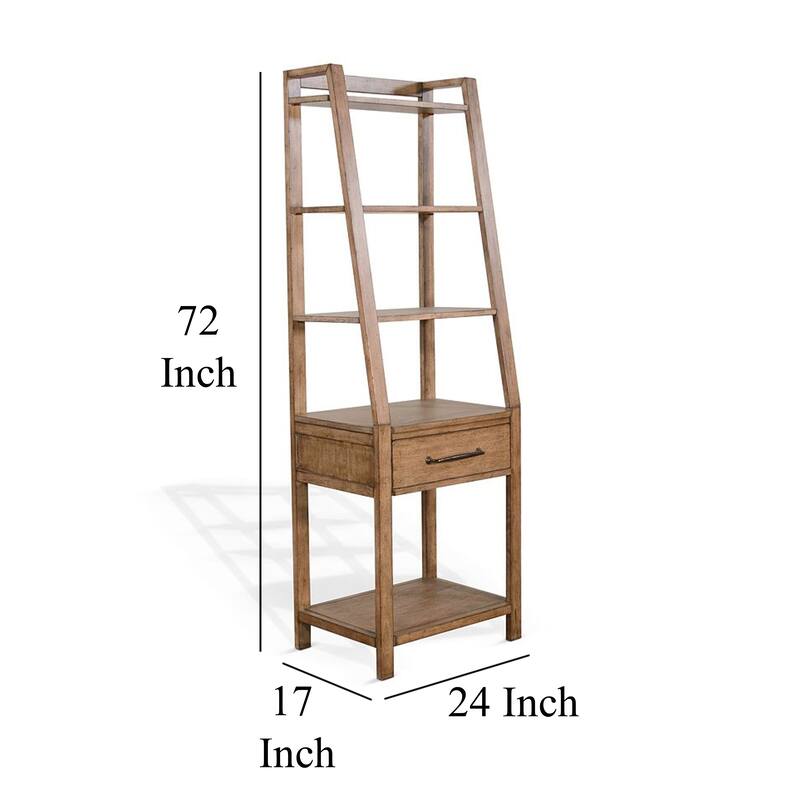 Yael Freestanding Pier with Adjustable Shelves, 72 Inch Light Brown