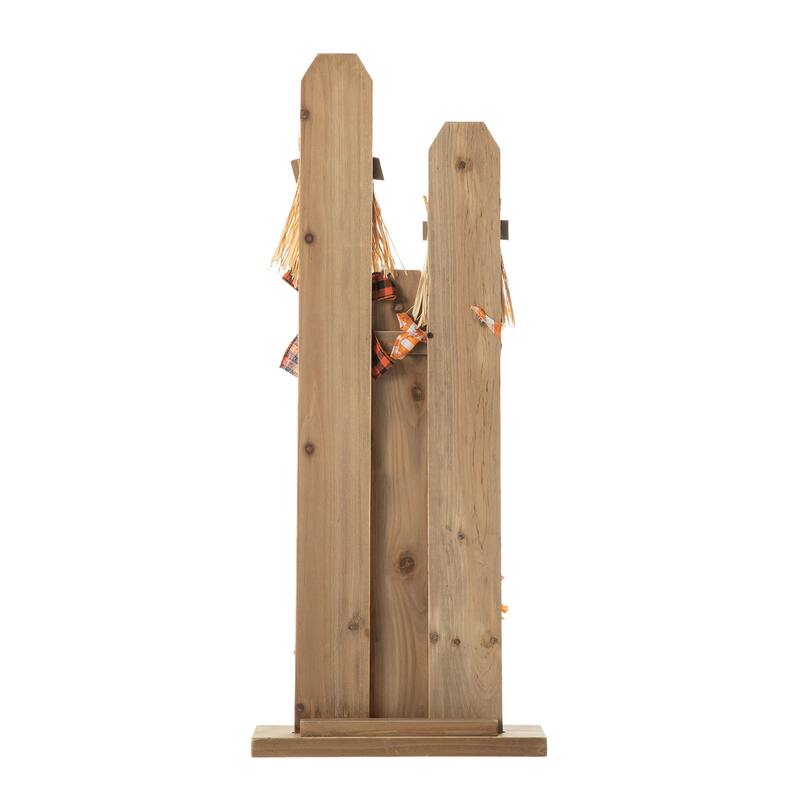 Glitzhome 36.25"H Lighted Wooden Scarecrow Welcome Porch Decor w/Wreath