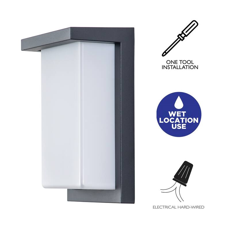 Architectural Grey LED Outdoor Wall Light with Acrylic Shade
