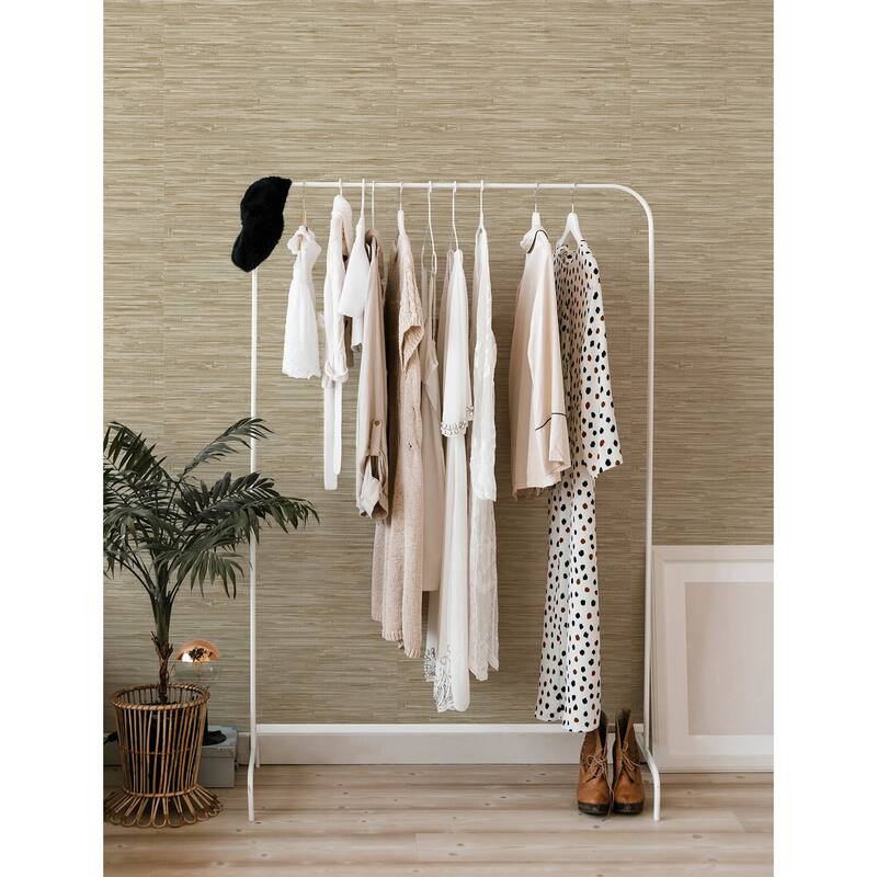 A-Street Prints Exhale Light Brown Woven Faux Grasscloth Wallpaper