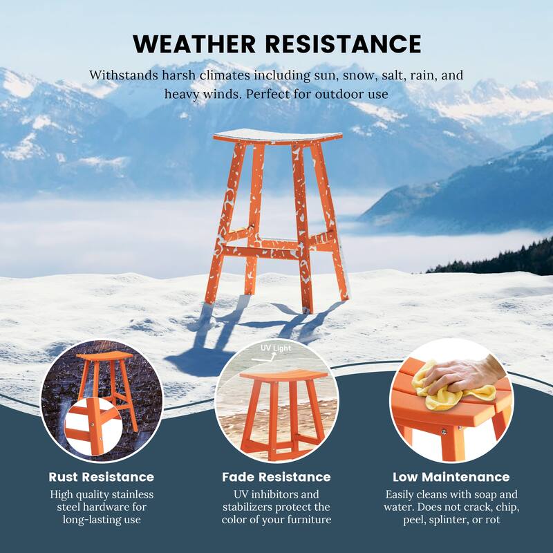 Laguna Hdpe All Weather Outdoor Patio 29" Saddle Seat Bar Stool (Set Of 3)