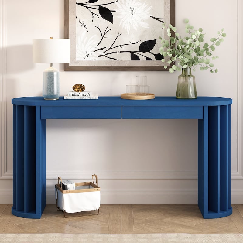 59-inch Long Console Table - Navy Blue