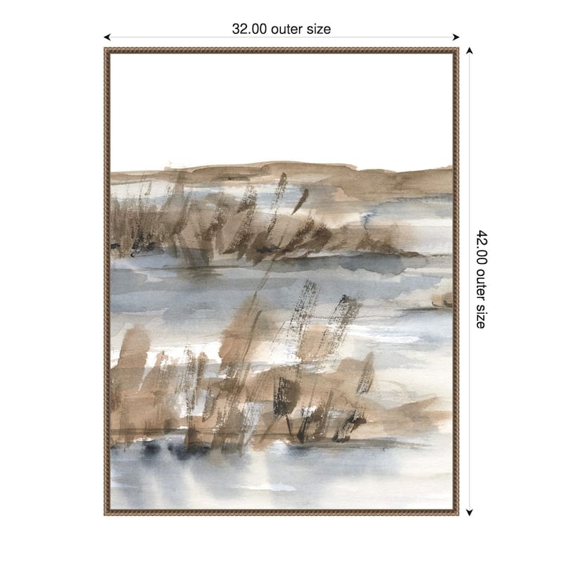 Blue-Grey Marsh IV by Ethan Harper Framed Canvas Wall Art - Sylvie Beaded Bronze - 32 x 42 in