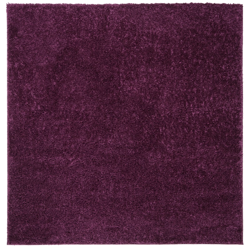SAFAVIEH August Shag Solid 1.2-inch Thick Area Rug - 3' Square - Purple - Square