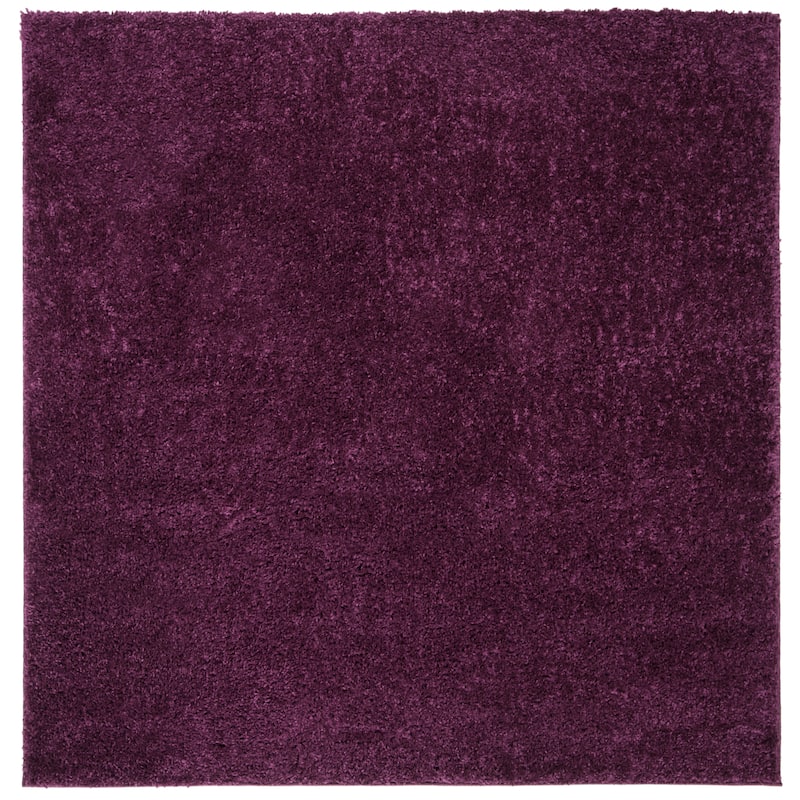 SAFAVIEH August Shag Solid 1.2-inch Thick Area Rug - 5'3" Square - Purple