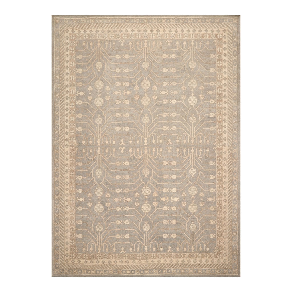 8x10 Hand Tufted Hand Made 100% Wool Oriental Transitional Oriental Area Rug Gray, Tan Color - 8' x 11'