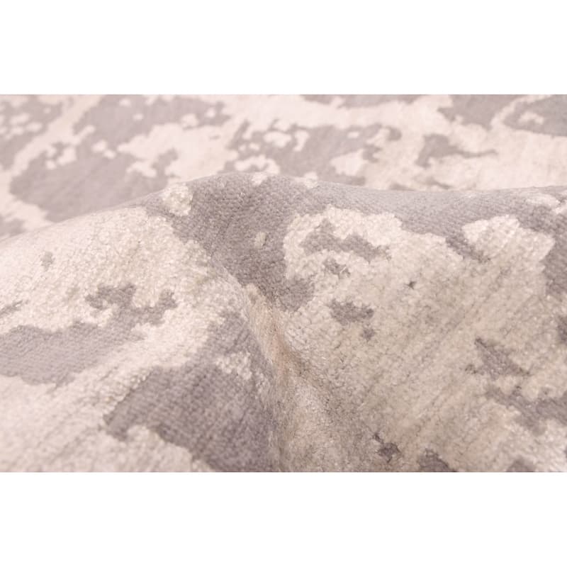 ECARPETGALLERY Hand-knotted Legacy Grey, Ivory, Light Khaki Silk, Wool Rug - 8'11 x 12'2