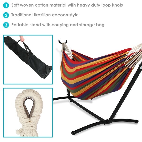 Sunnydaze Brazilian Double 2-Person Hammock w/ Portable