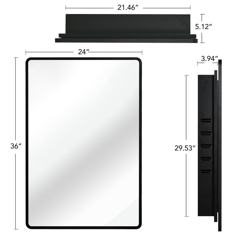 Black Medicine Cabinet Metal Framed Wall mount or Recessed Mirror Cabinet